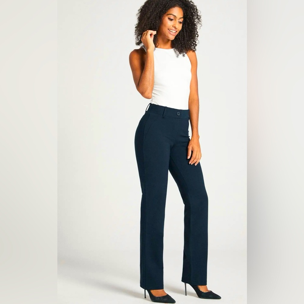 Betabrand Classic Dress/Yoga Pant High Rise Straight Leg in Navy